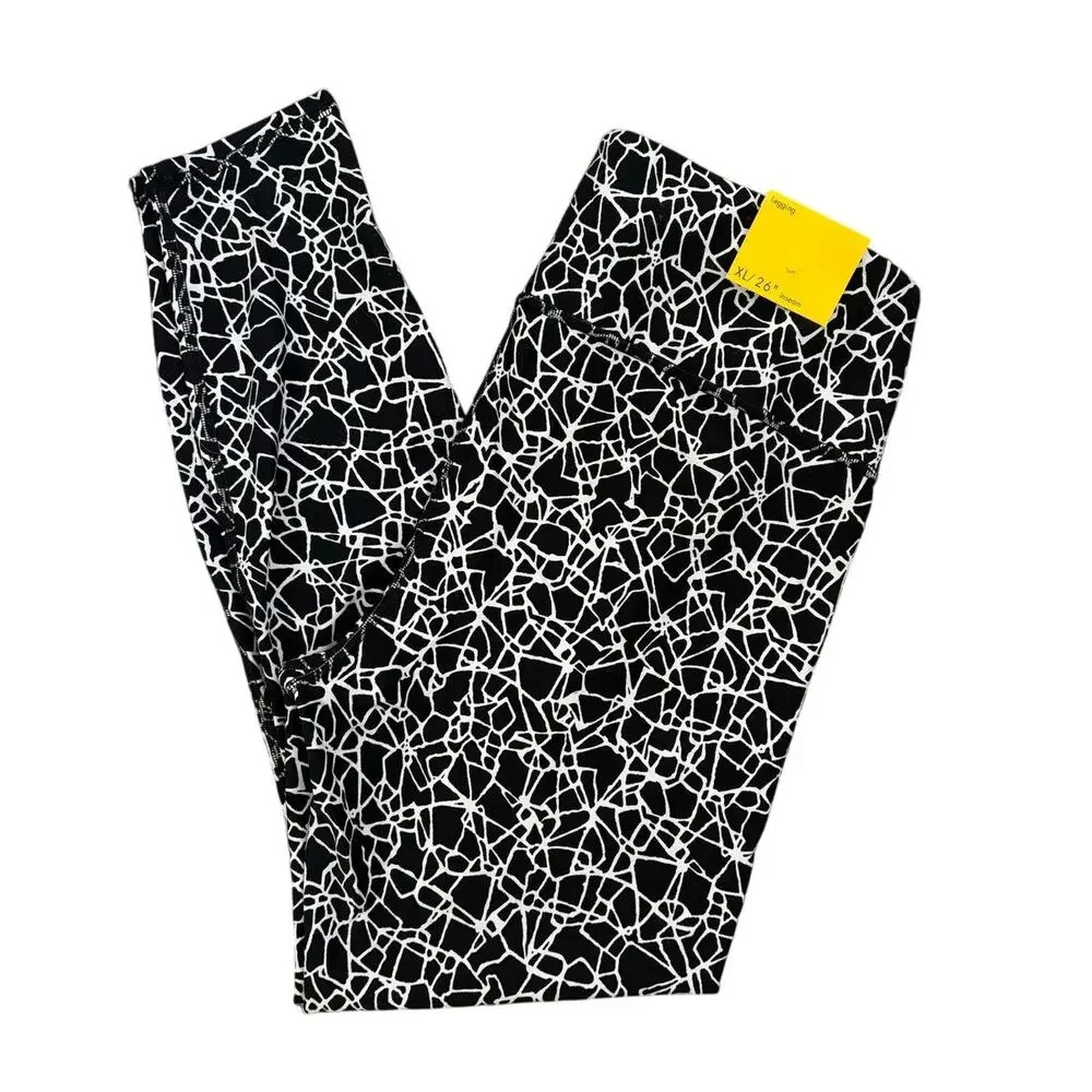 New Diane von Furstenburg Black White Leggings XL